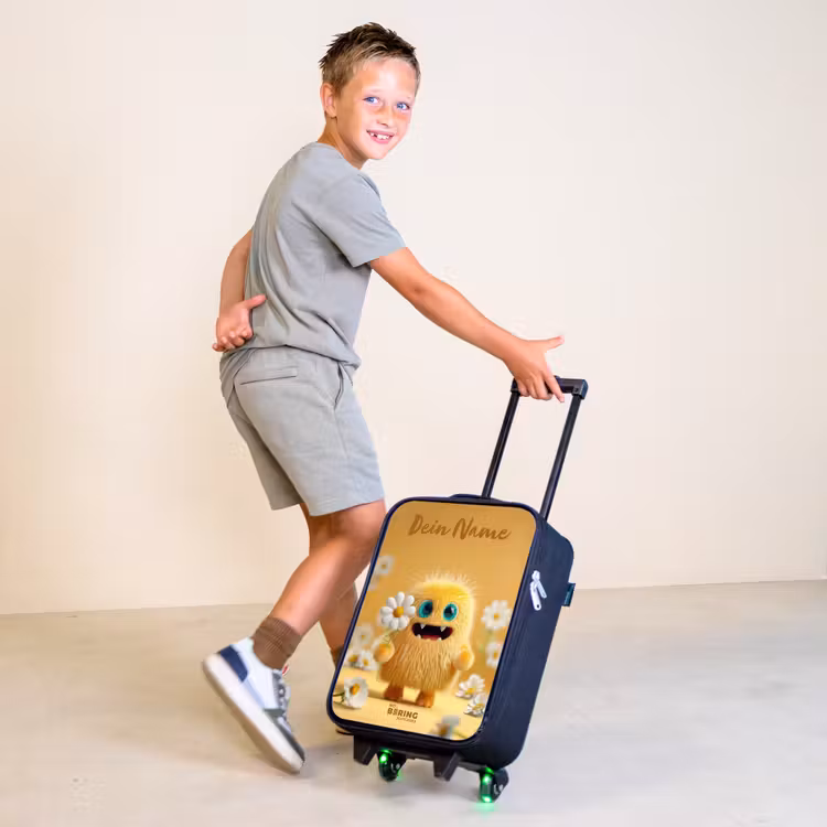 Monster - Wezen - Bloem - Geel Kinderkoffer - Zwart klein -sfeer3