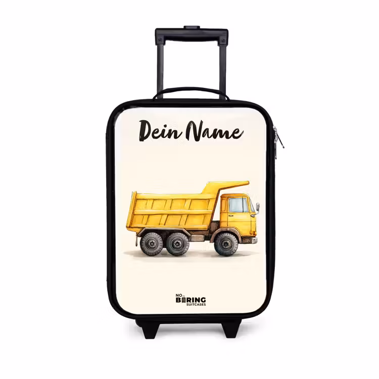 Kiepwagen - Getekend - Geel Kinderkoffer - Zwart klein -3d