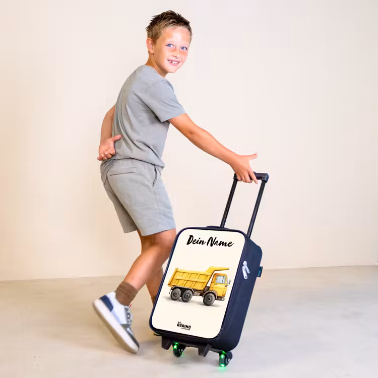 Kiepwagen - Getekend - Geel Kinderkoffer - Zwart klein -sfeer3