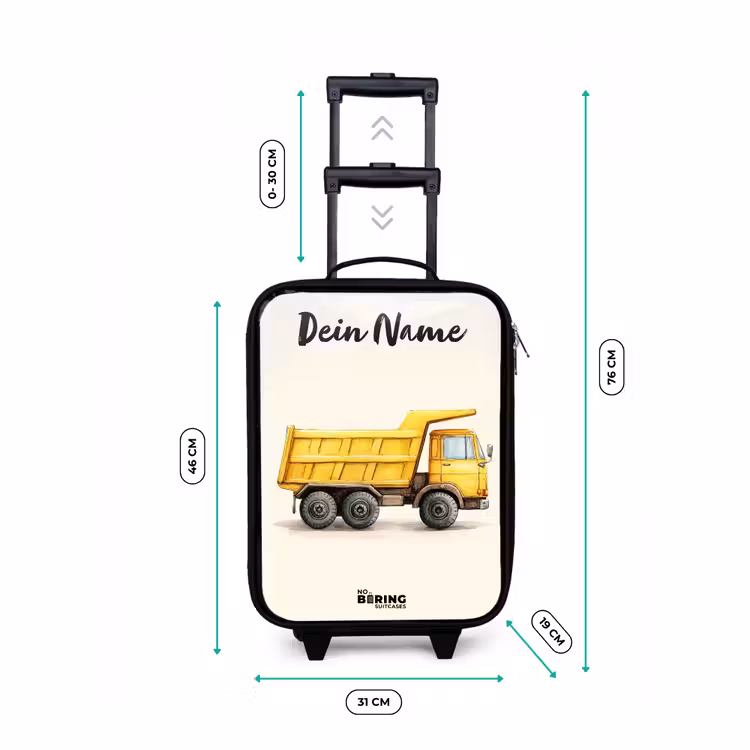 Kiepwagen - Getekend - Geel Kinderkoffer - Zwart klein -productfoto_formaten