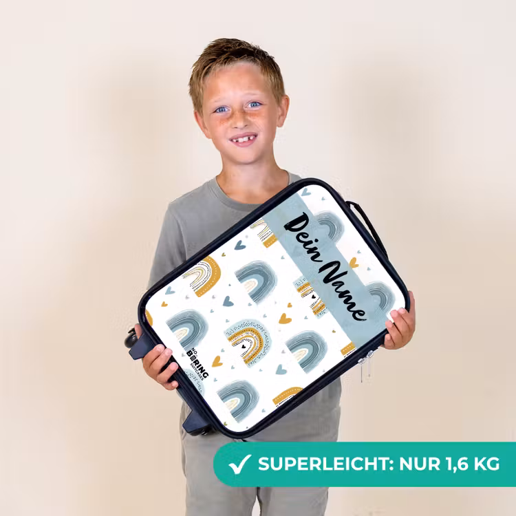 Patroon - Regenboog - Hartjes Kinderkoffer - Zwart klein -sfeer4_DE