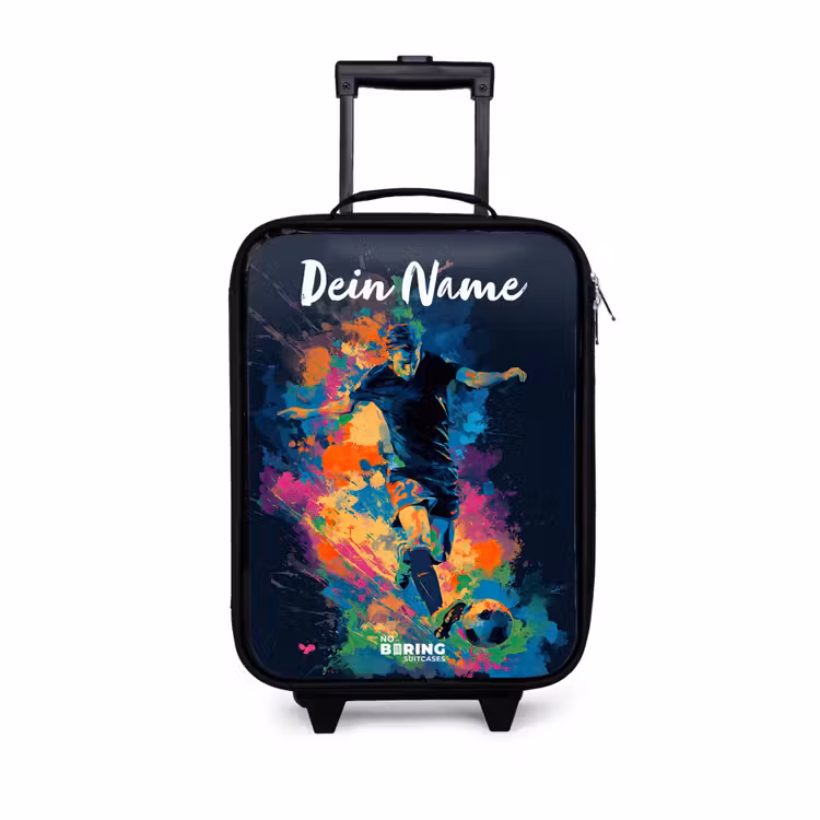 Neon - Voetballer - Kleurrijk Kinderkoffer - Zwart klein -3d