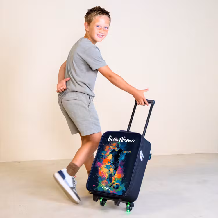 Neon - Voetballer - Kleurrijk Kinderkoffer - Zwart klein -sfeer3