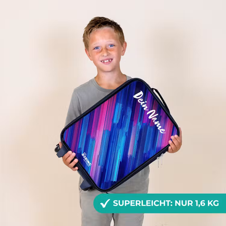 Neon - Strepen - Abstract - Blauw - Roze Kinderkoffer - Zwart klein -sfeer4_DE