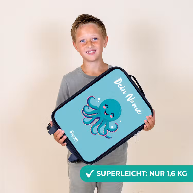 Octopus - Water - Blauw Kinderkoffer - Zwart klein -sfeer4_DE