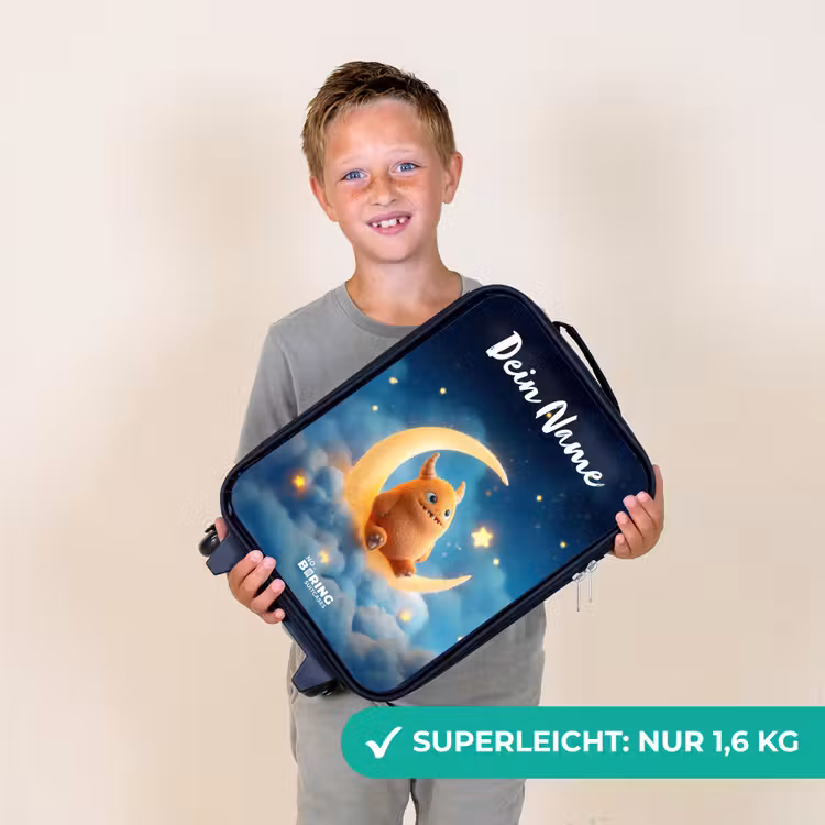 Oranje monster op maansikkel Kinderkoffer - Zwart klein -sfeer4_DE