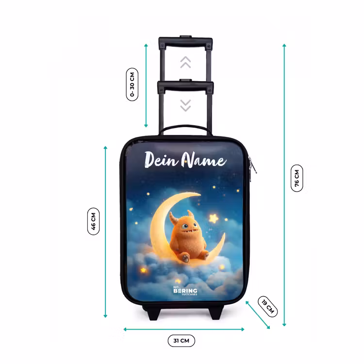 Oranje monster op maansikkel Kinderkoffer - Zwart klein -productfoto_formaten