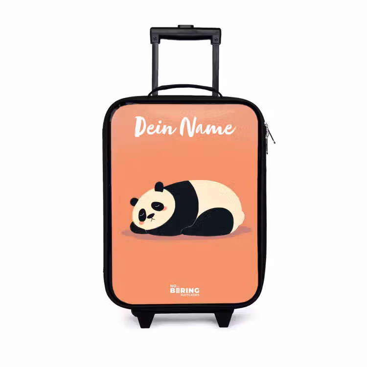 Panda - Slapen - Oranje Kinderkoffer - Zwart klein -3d