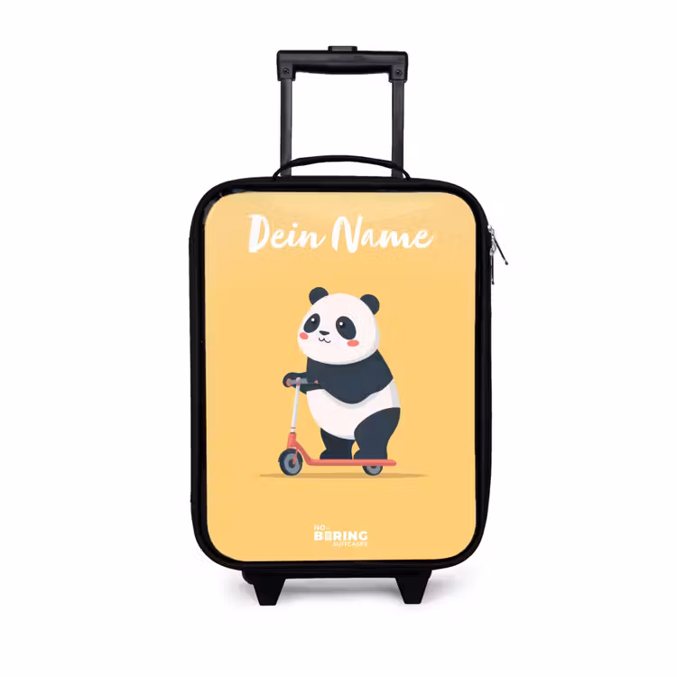 Panda - Step - Geel Kinderkoffer - Zwart klein -3d