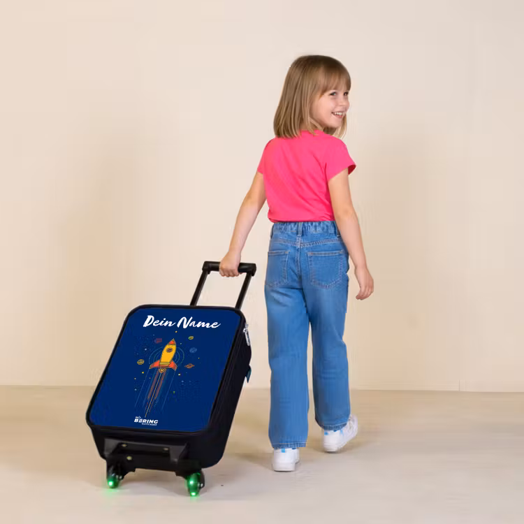 Raket - Planeten - Sterren Kinderkoffer - Zwart klein -sfeer1