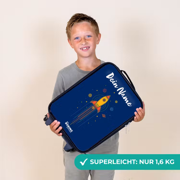 Raket - Planeten - Sterren Kinderkoffer - Zwart klein -sfeer4_DE