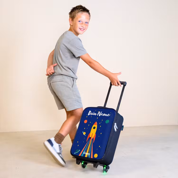 Raket - Sterren - Planeet - Ruimte Kinderkoffer - Zwart klein -sfeer3