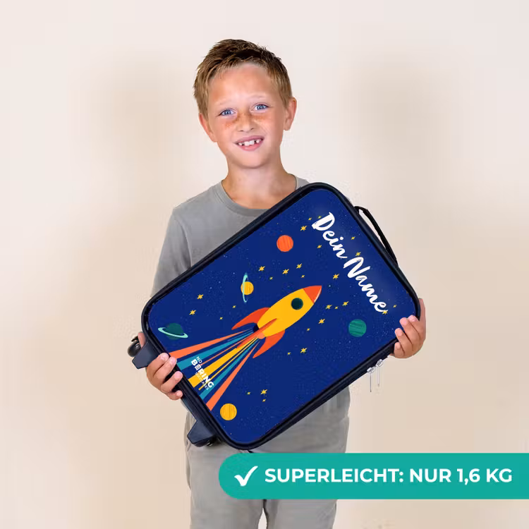Raket - Sterren - Planeet - Ruimte Kinderkoffer - Zwart klein -sfeer4_DE