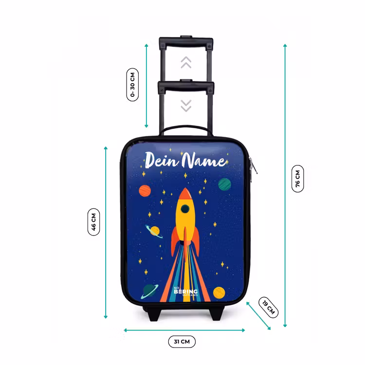 Raket - Sterren - Planeet - Ruimte Kinderkoffer - Zwart klein -productfoto_formaten