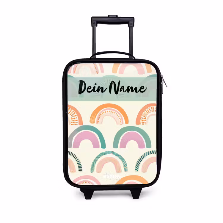 Regenboog - Pastel - Patroon Kinderkoffer - Zwart klein -3d