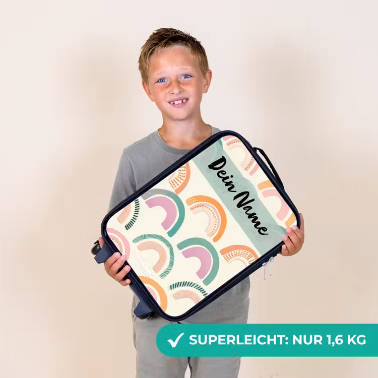 Regenboog - Pastel - Patroon Kinderkoffer - Zwart klein -sfeer4_DE
