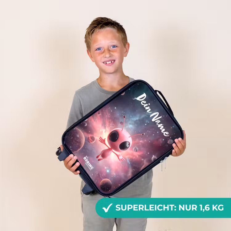 Roze Alien in Sterrennevel Kinderkoffer - Zwart klein -sfeer4_DE