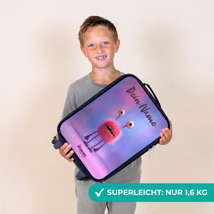 Roze harig monster met grote ogen Kinderkoffer - Zwart klein -sfeer4_DE