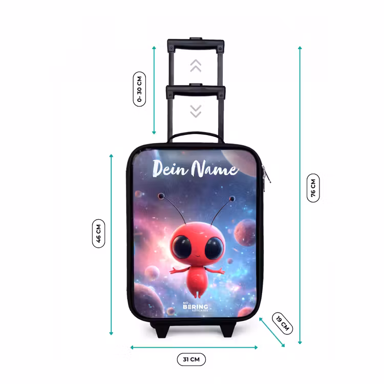 Rood Ruimtewezen in Kosmische Dans Kinderkoffer - Zwart klein -productfoto_formaten
