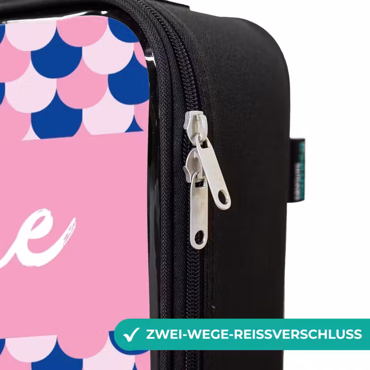 Schubben - Patroon - Blauw - Roze Kinderkoffer - Zwart klein -rits_DE