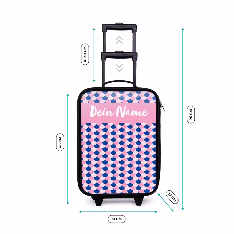 Schubben - Patroon - Blauw - Roze Kinderkoffer - Zwart klein -productfoto_formaten