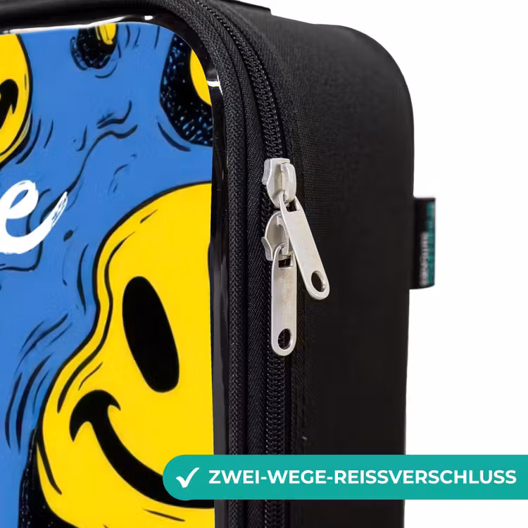 Smiley - Blauw - Geel Kinderkoffer - Zwart klein -rits_DE