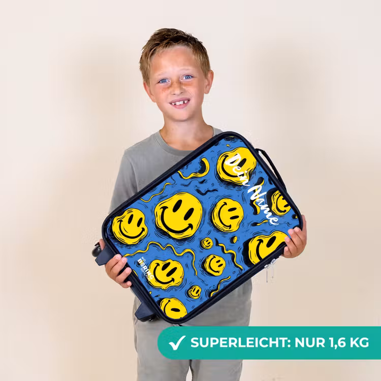 Smiley - Blauw - Geel Kinderkoffer - Zwart klein -sfeer4_DE