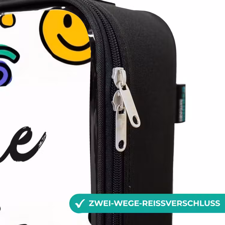 Smiley - Hartje - Ster Kinderkoffer - Zwart klein -rits_DE