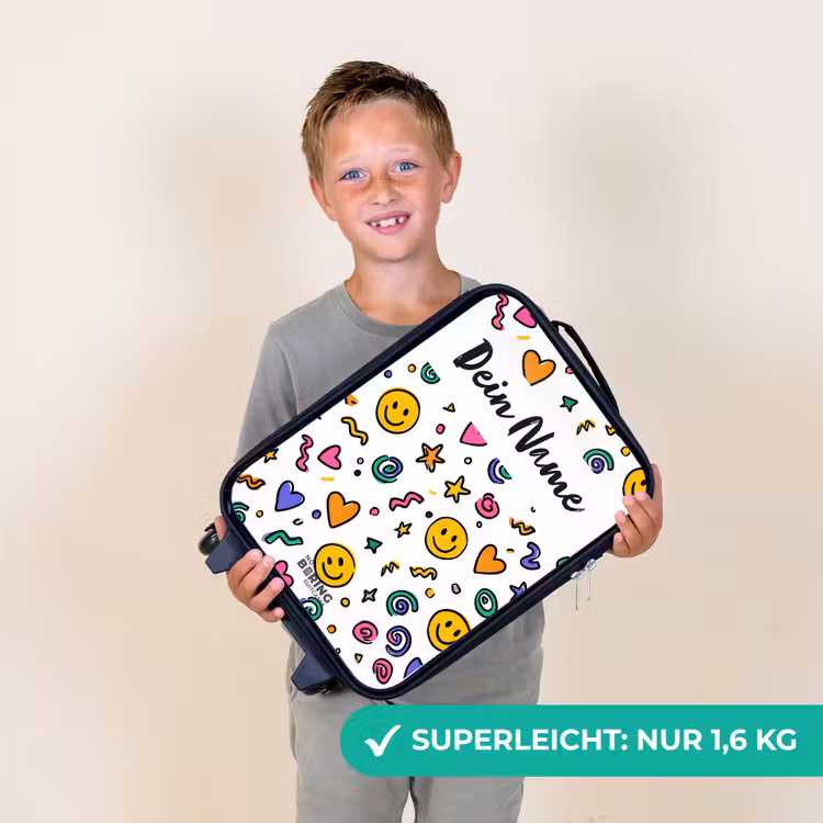 Smiley - Hartje - Ster Kinderkoffer - Zwart klein -sfeer4_DE