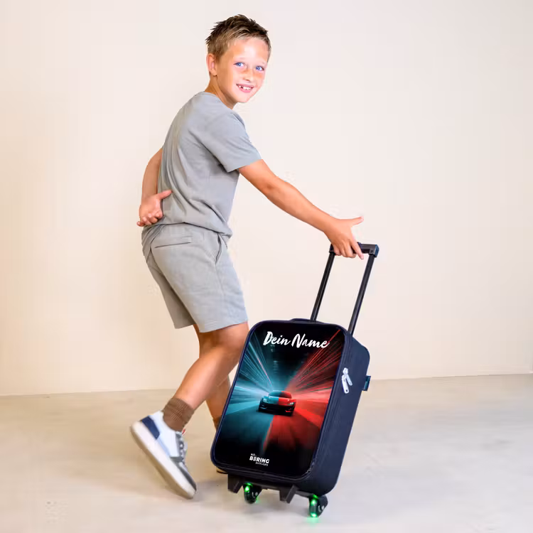 Sportauto - Blauw - Neon - Stad Kinderkoffer - Zwart klein -sfeer3