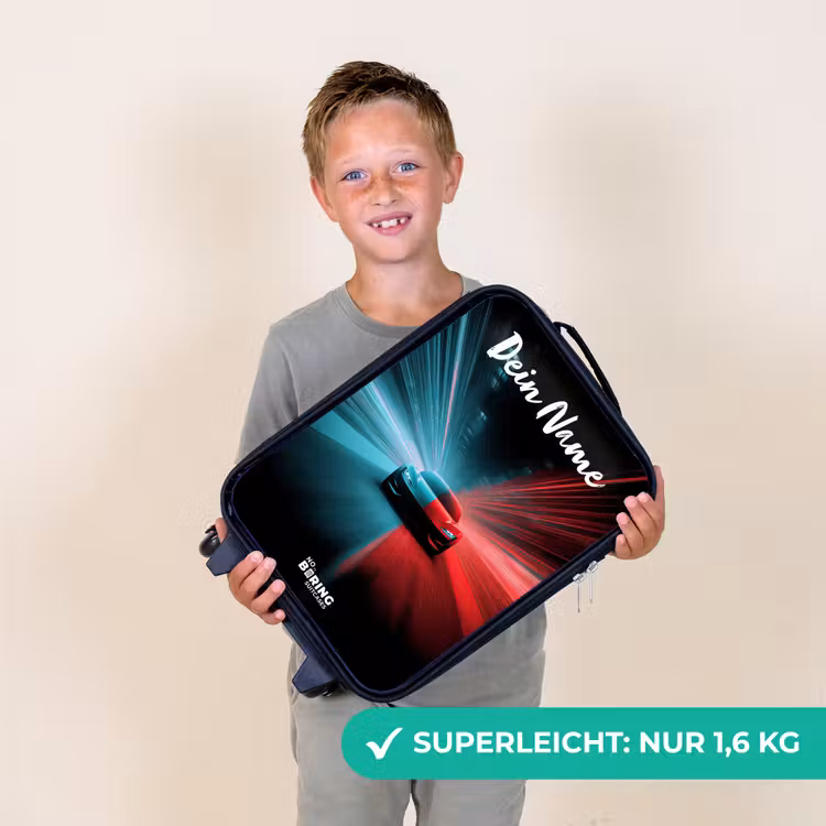Sportauto - Blauw - Neon - Stad Kinderkoffer - Zwart klein -sfeer4_DE