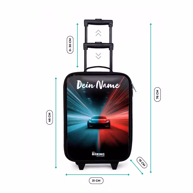 Sportauto - Blauw - Neon - Stad Kinderkoffer - Zwart klein -productfoto_formaten