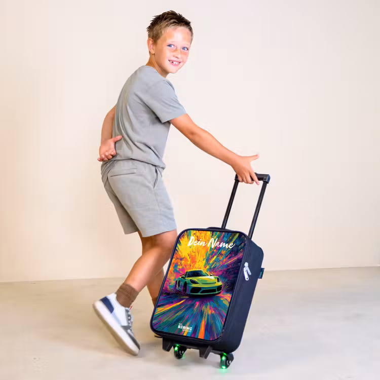 Sportauto - Groen - Verfstrepen - Kleuren Kinderkoffer - Zwart klein -sfeer3