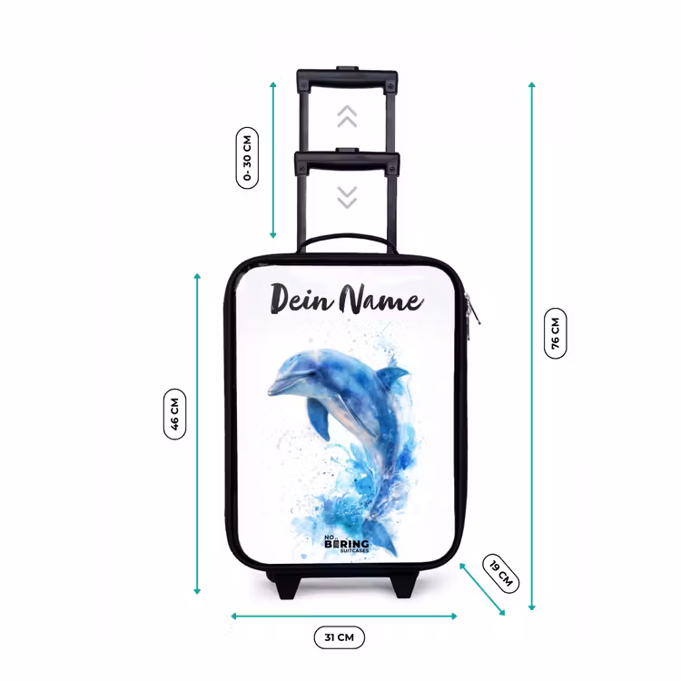 Springende blauwe dolfijn Kinderkoffer - Zwart klein -productfoto_formaten