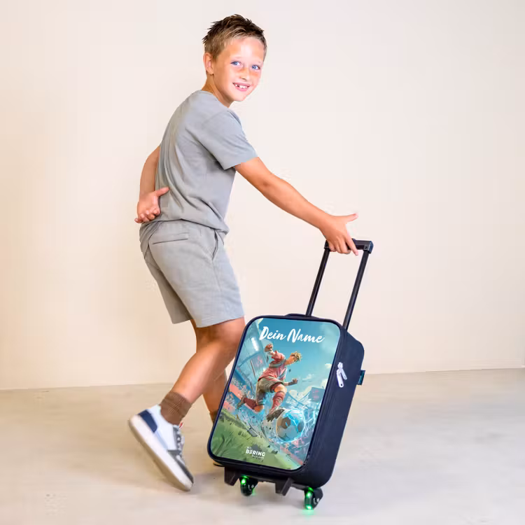 Stadion - Voetballer - Bal - Elektrisch Kinderkoffer - Zwart klein -sfeer3