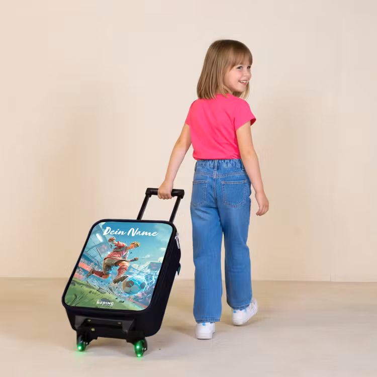 Stadion - Voetballer - Bal - Elektrisch Kinderkoffer - Zwart klein -sfeer1