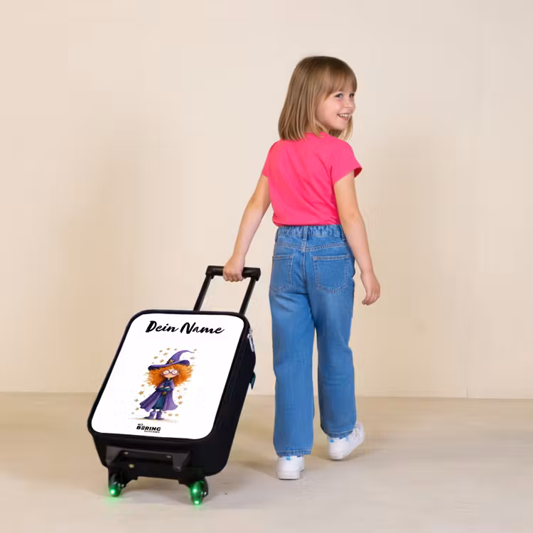 Sterrenmagie met krullen Kinderkoffer - Zwart klein -sfeer1