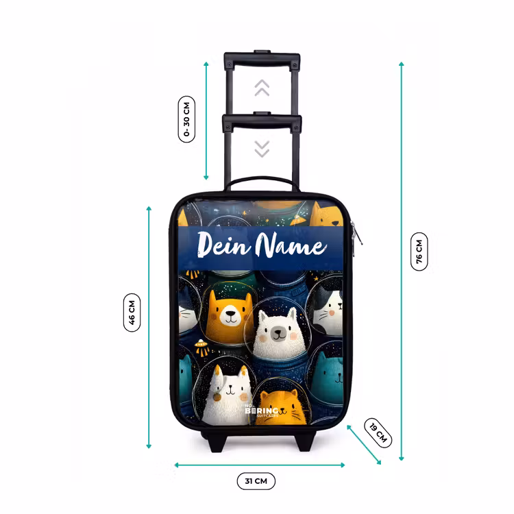Dieren - Sterren - Planeten - Astronaut Kinderkoffer - Zwart klein -productfoto_formaten