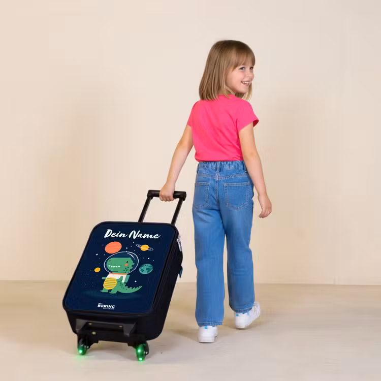 Ruimte - Dino - Planeten - Sterren Kinderkoffer - Zwart klein -sfeer1