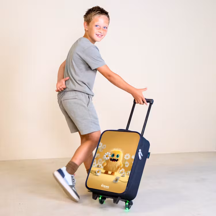 Monster - Wezen - Bloem - Geel Kinderkoffer - Zwart klein -sfeer3