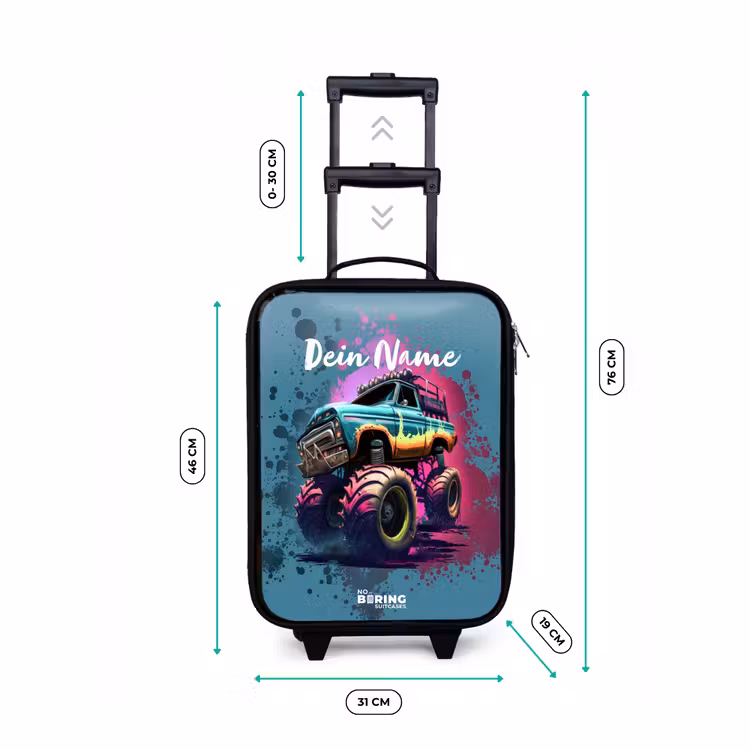 Monster Wheels Kinderkoffer - Zwart klein -productfoto_formaten