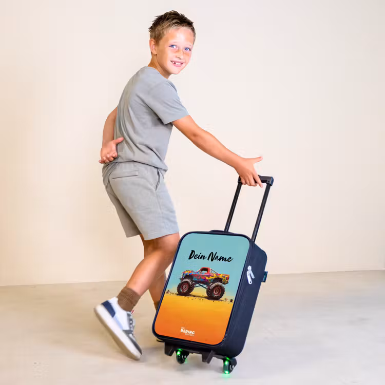 Monstertruck met Graffiti Print in het Zand Kinderkoffer - Zwart klein -sfeer3