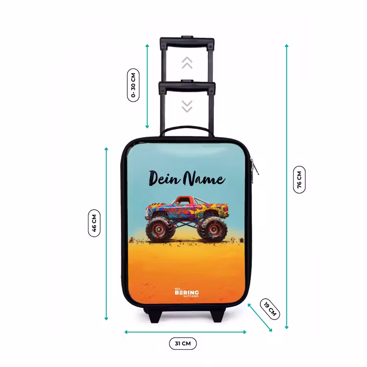 Monstertruck met Graffiti Print in het Zand Kinderkoffer - Zwart klein -productfoto_formaten