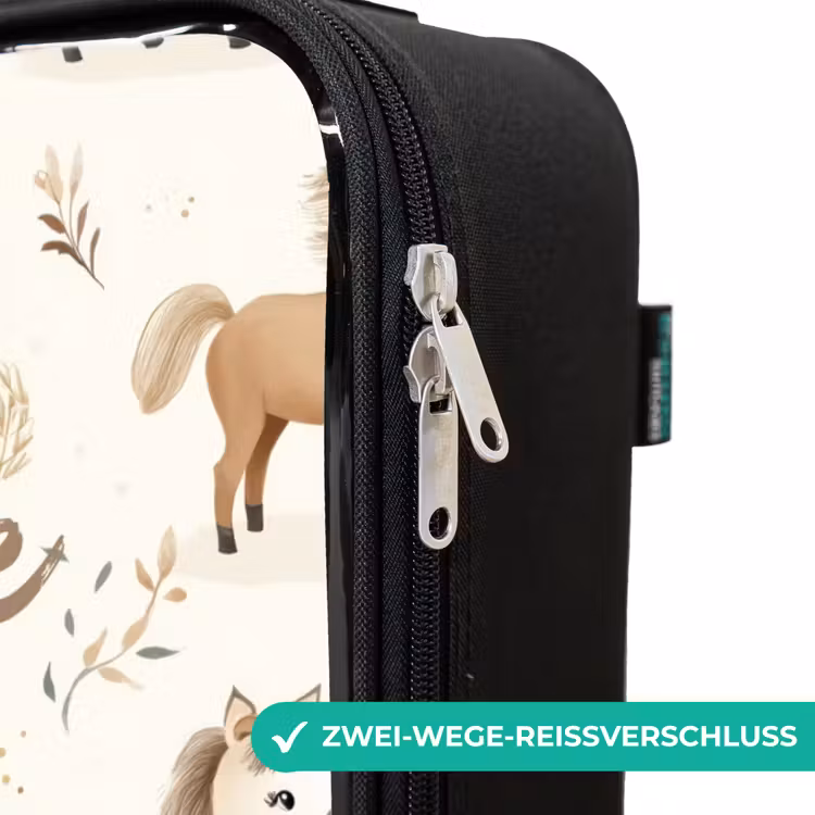 Patroon van veulens in beige en bruin kleuren Kinderkoffer - Zwart klein -rits_DE