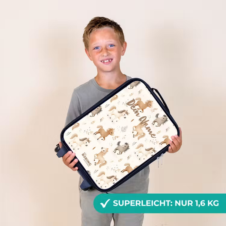 Patroon van veulens in beige en bruin kleuren Kinderkoffer - Zwart klein -sfeer4_DE