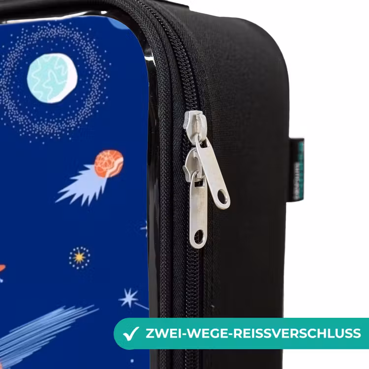Patroon van planeten op een donkere achtergrond Kinderkoffer - Zwart klein -rits_DE