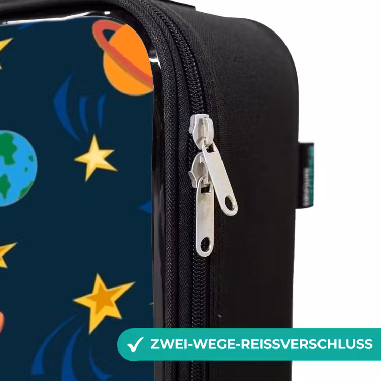 Patroon van raketten en planeten Kinderkoffer - Zwart klein -rits_DE