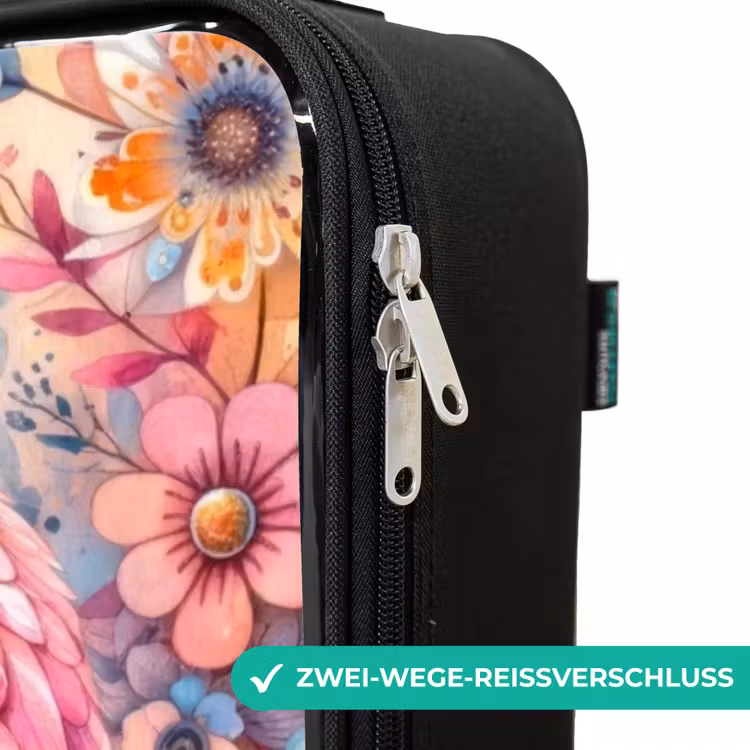 Moeder uil met kuiken tussen kleurrijke bloemen Kinderkoffer - Zwart klein -rits_DE