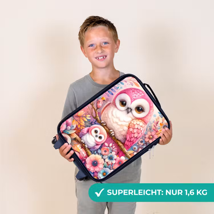 Moeder uil met kuiken tussen kleurrijke bloemen Kinderkoffer - Zwart klein -sfeer4_DE