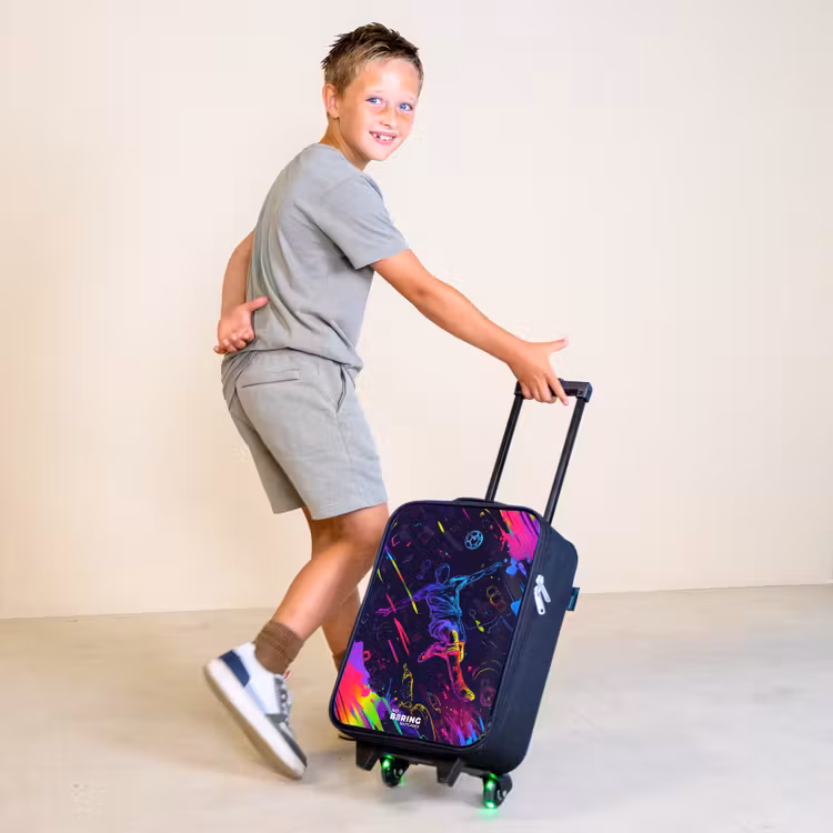 Neon actievolle voetbalspeler Kinderkoffer - Zwart klein -sfeer3